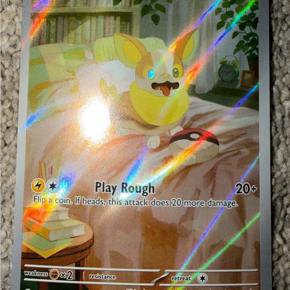 Yamper Holographic Pokémon Card - Yellow & Cream